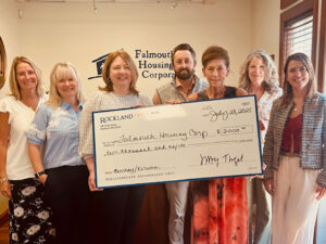 Rockland Trust event sponsorship! Left to right: Stacy Varao- R.T. Treasury Manager Julie Cloherty- R.T. District Manager Kristin Gonsalves- R.T. Branch Manager of Falmouth Main Mark Machensky- R.T. Commercial Lender Linda Clark, FHC Executive Director Linda Cian, FHC Executive Assistant Tilma Johnson- R.T. Business Banking